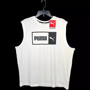 Puma Men's Tank Top Size‎ XXL White/Black Regular Fit Sleevesless Shirt